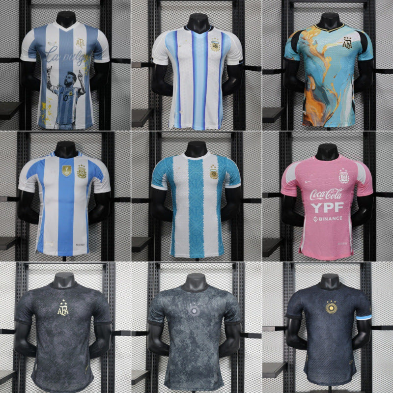 2627 World Cup Season Argentina National Team Football Uniform Messi Jersey Short-Sleeved Sportswear Player Version Signature