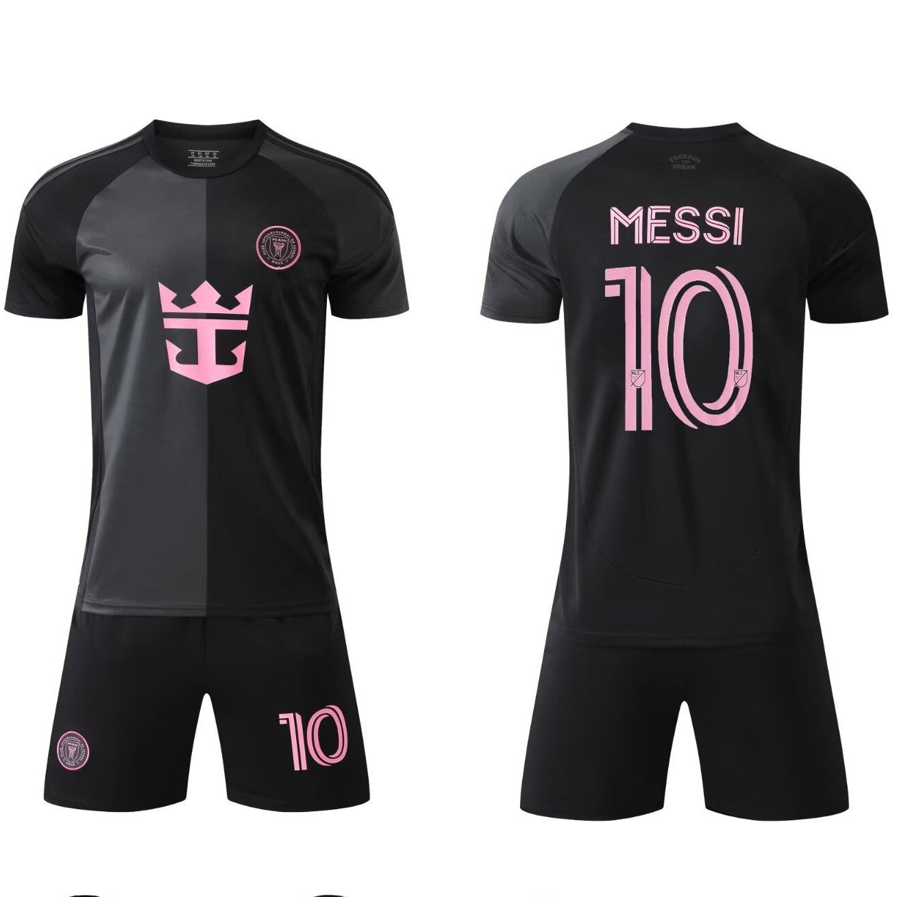 25-26 Miami Away Black No.10 Messi Football Suit Children's Adult Jersey Size 14-3XL