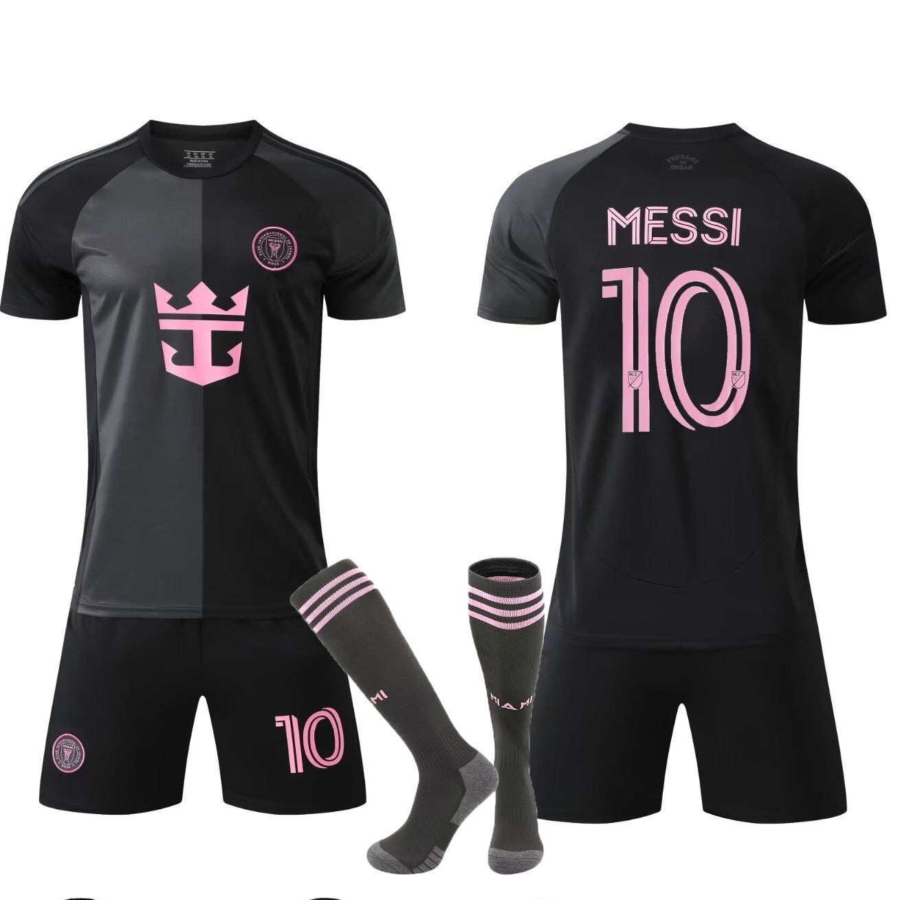 25-26 Miami Away Black No.10 Messi Football Suit Children's Adult Jersey Size 14-3XL