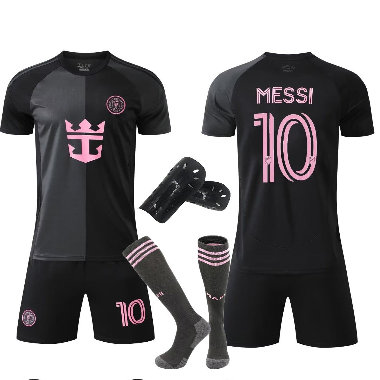 25-26 Miami Away Black No.10 Messi Football Suit Children's Adult Jersey Size 14-3XL