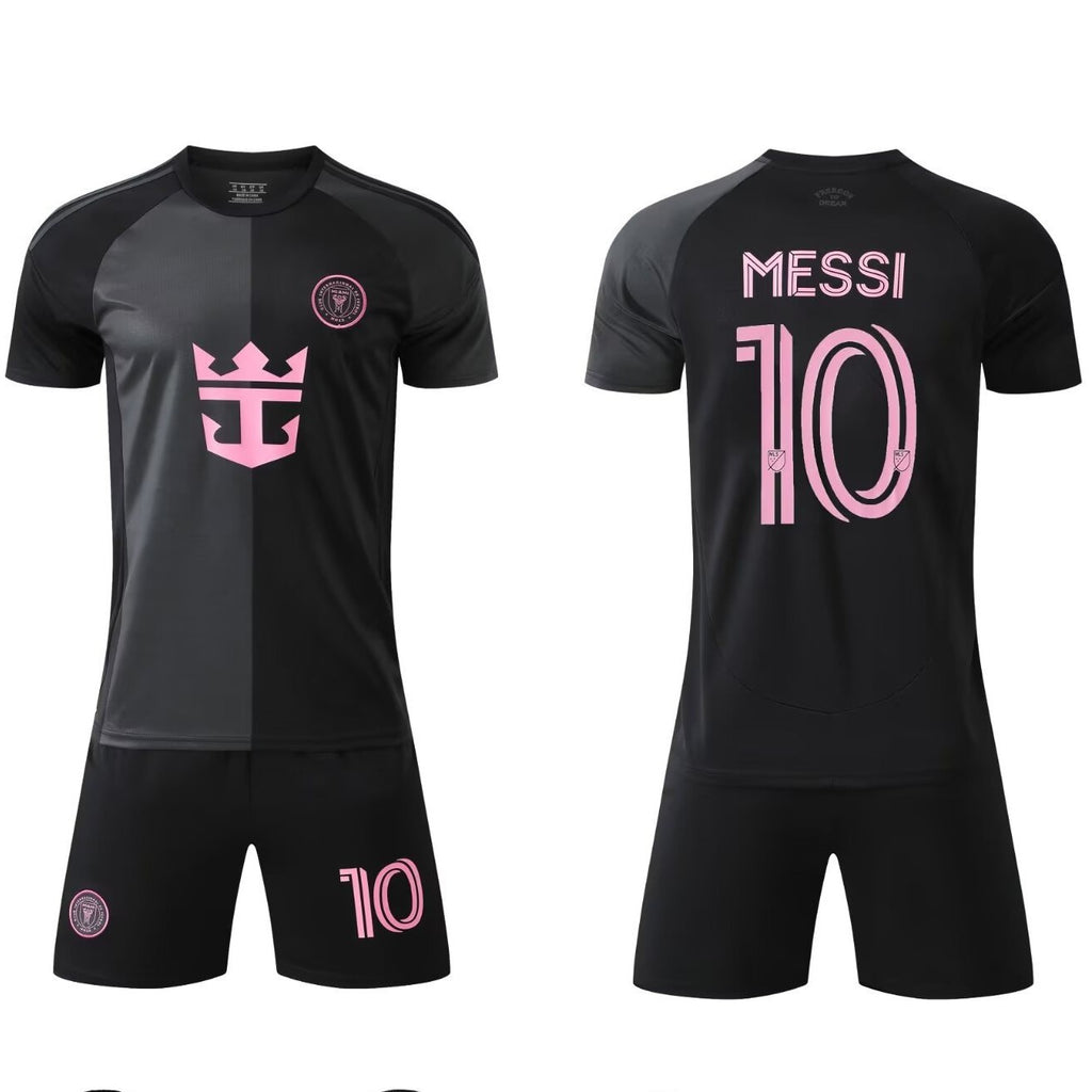 25-26 Miami Away Black No.10 Messi Football Suit Children's Adult Jersey Size 14-3XL