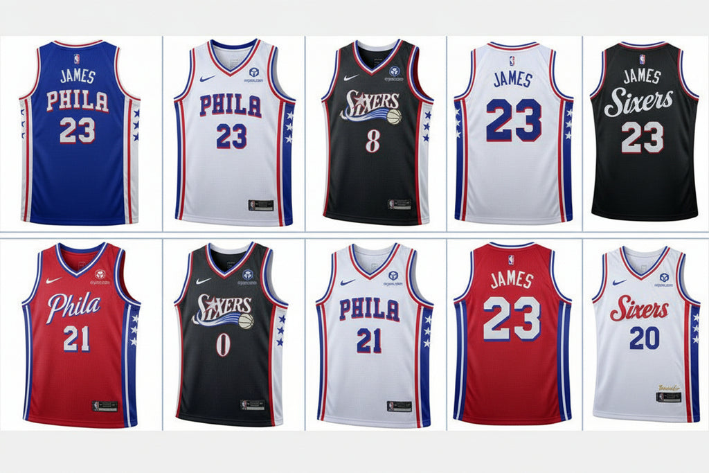 Summer Cross-Border Jersey Philadelphia 76Ers LEBROM JAMES 23.  77 Embiid 21 Maxi Embroidered Training Uniform Basketball Uniform Men