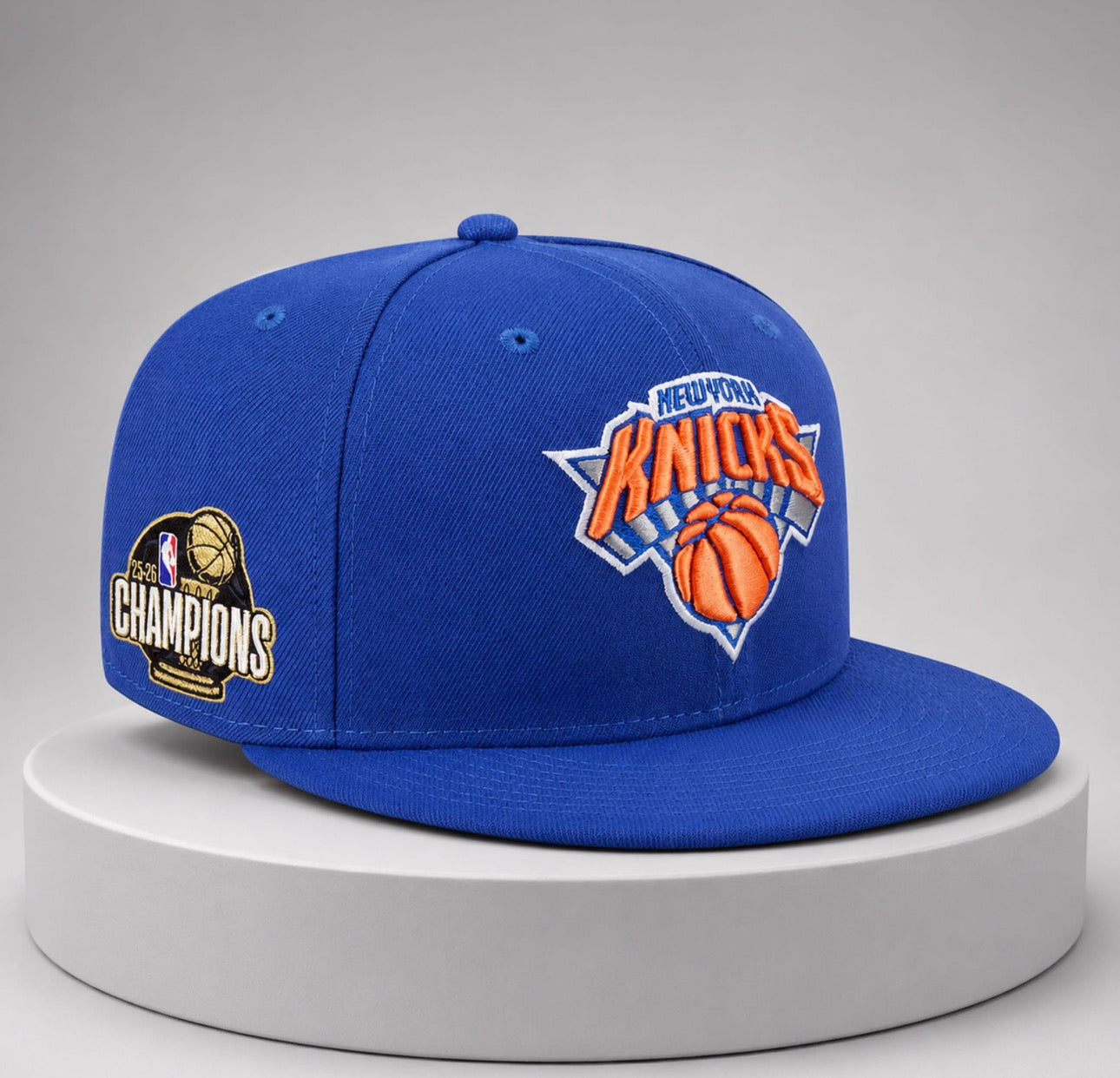 New York Knicks 2026 NBA Finals Champions Snapback Hat - White /Blue