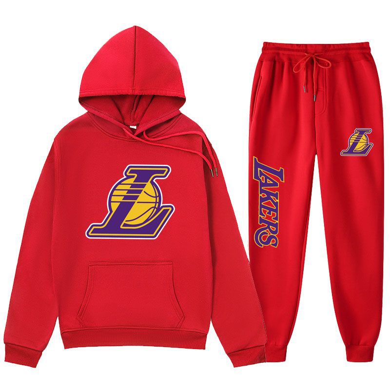 2026 New Casual Sports Suit Lakers Basketball Sports Suit Autumn and Winter Fleece-Lined Sports Sweatshirt