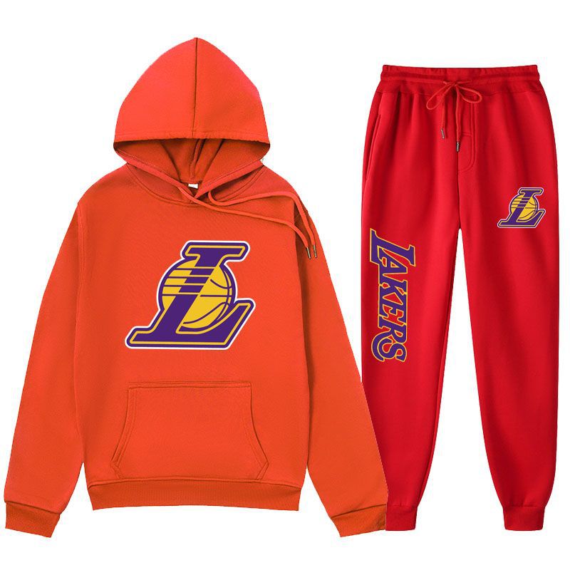 2026 New Casual Sports Suit Lakers Basketball Sports Suit Autumn and Winter Fleece-Lined Sports Sweatshirt