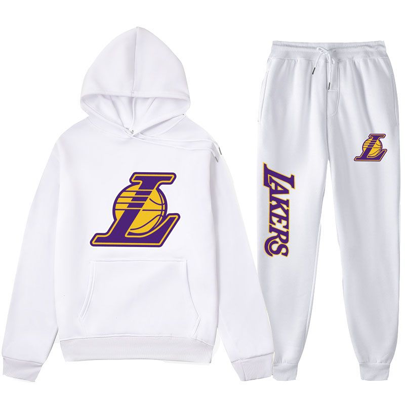 2026 New Casual Sports Suit Lakers Basketball Sports Suit Autumn and Winter Fleece-Lined Sports Sweatshirt
