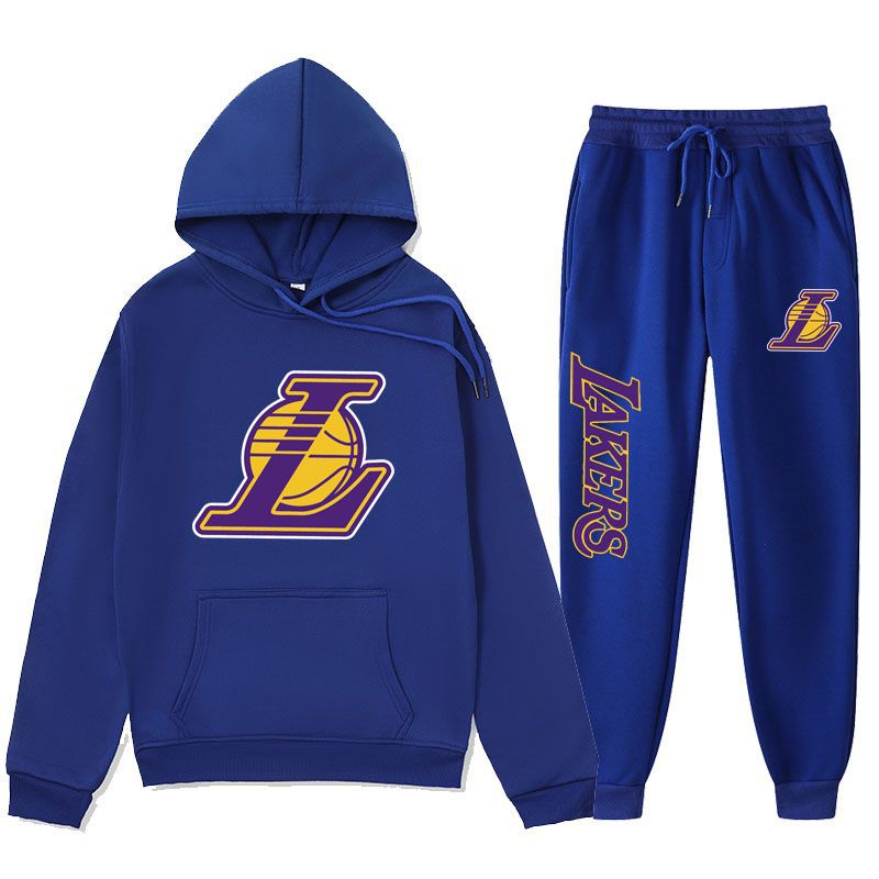 2026 New Casual Sports Suit Lakers Basketball Sports Suit Autumn and Winter Fleece-Lined Sports Sweatshirt