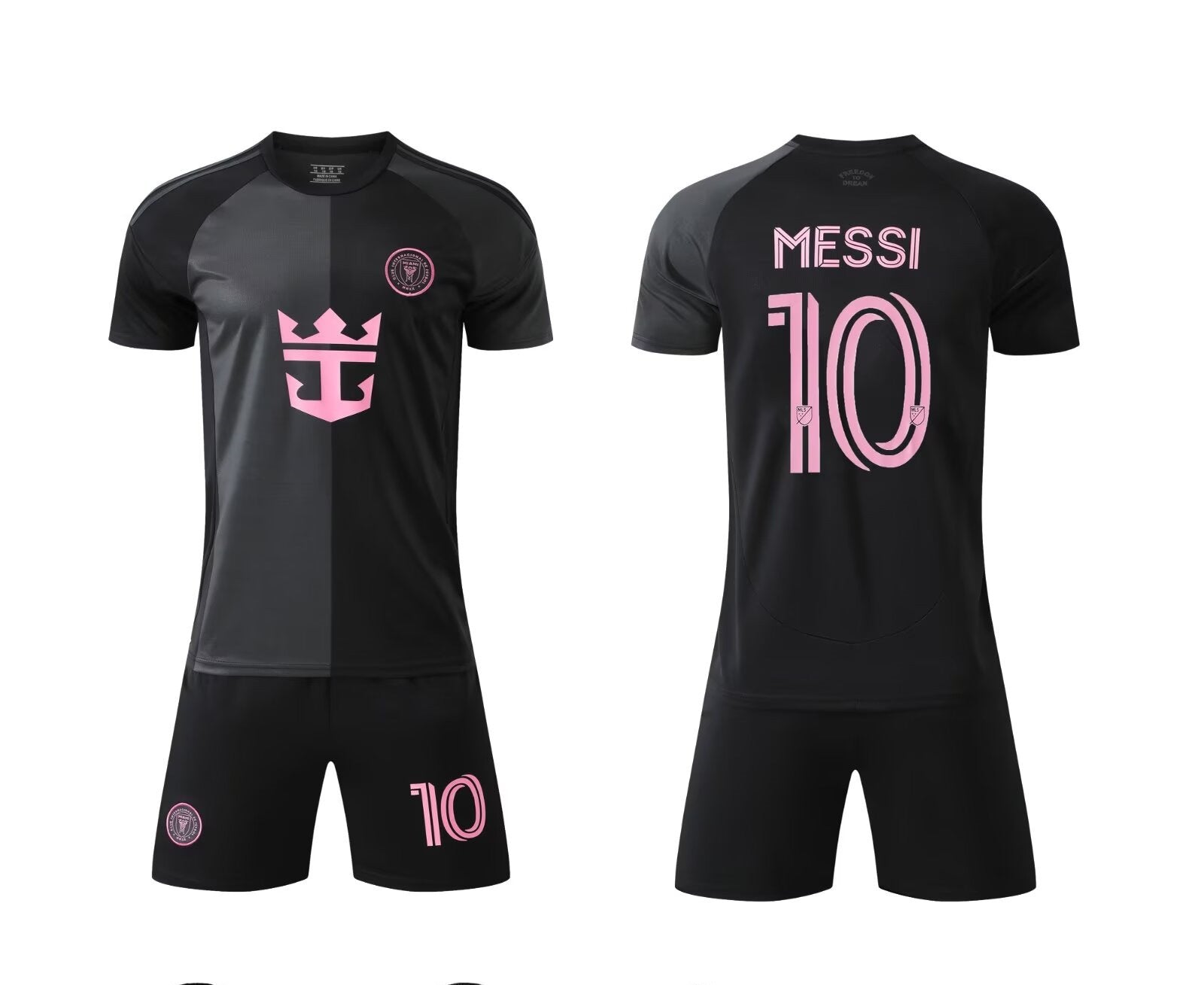 25-26 Miami Away Black No.10 Messi Football Suit Children's Adult Jersey Size 14-3XL