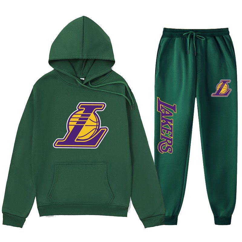 2026 New Casual Sports Suit Lakers Basketball Sports Suit Autumn and Winter Fleece-Lined Sports Sweatshirt