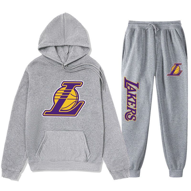 2026 New Casual Sports Suit Lakers Basketball Sports Suit Autumn and Winter Fleece-Lined Sports Sweatshirt