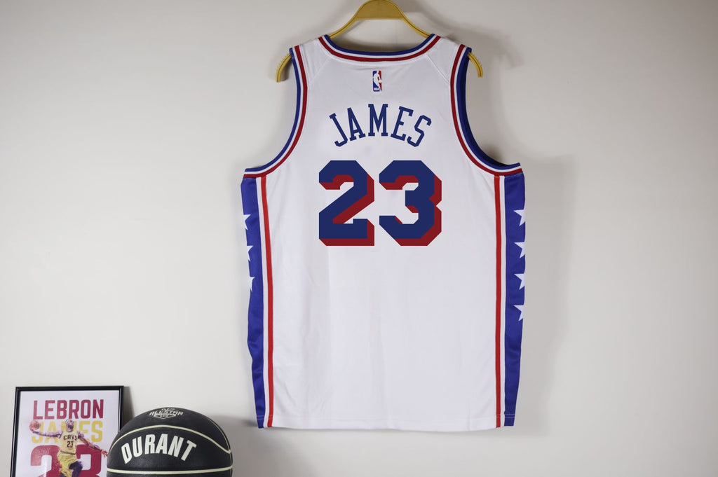 Summer Cross-Border Jersey Philadelphia 76Ers LEBROM JAMES 23.  77 Embiid 21 Maxi Embroidered Training Uniform Basketball Uniform Men