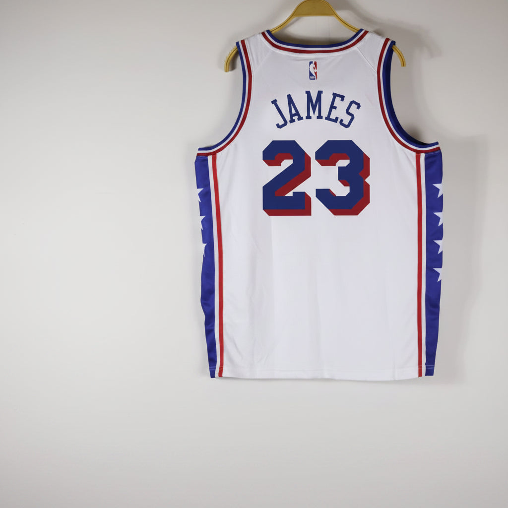 Summer Cross-Border Jersey Philadelphia 76Ers LEBROM JAMES 23.  77 Embiid 21 Maxi Embroidered Training Uniform Basketball Uniform Men