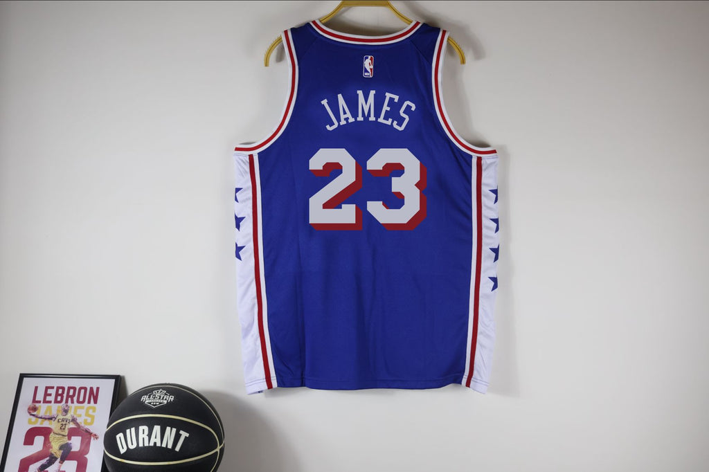 Summer Cross-Border Jersey Philadelphia 76Ers LEBROM JAMES 23.  77 Embiid 21 Maxi Embroidered Training Uniform Basketball Uniform Men