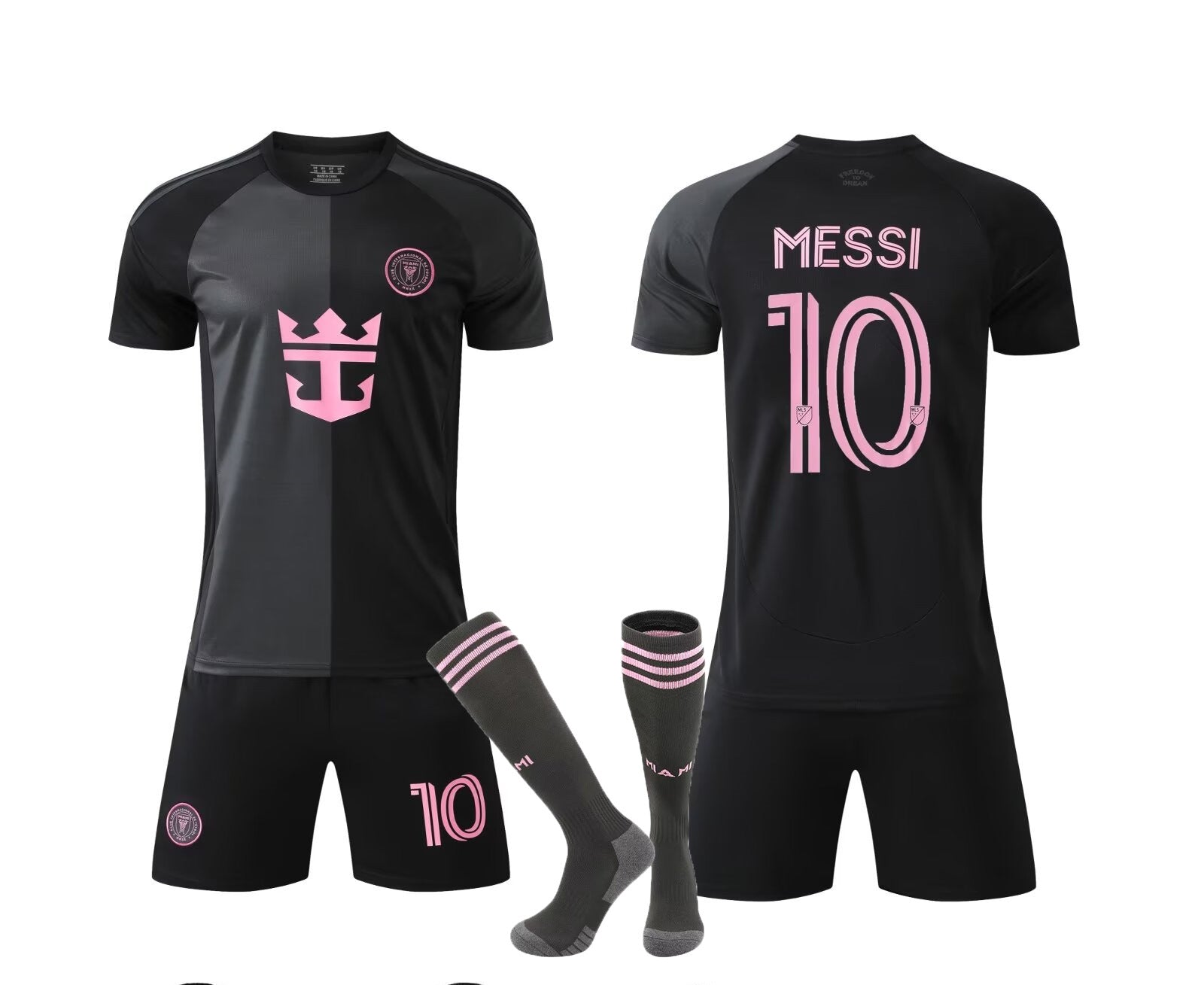 25-26 Miami Away Black No.10 Messi Football Suit Children's Adult Jersey Size 14-3XL