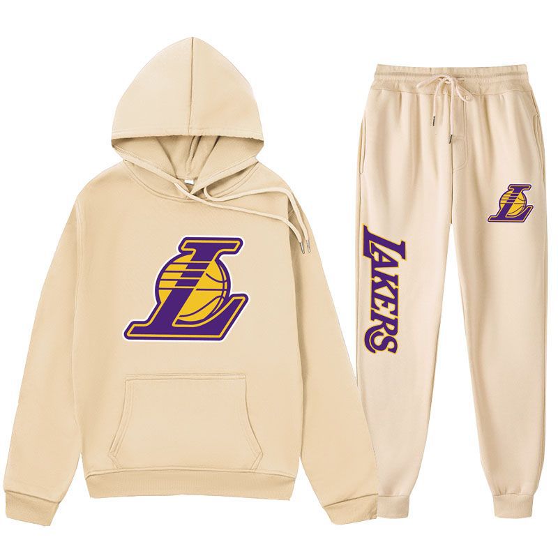 2026 New Casual Sports Suit Lakers Basketball Sports Suit Autumn and Winter Fleece-Lined Sports Sweatshirt