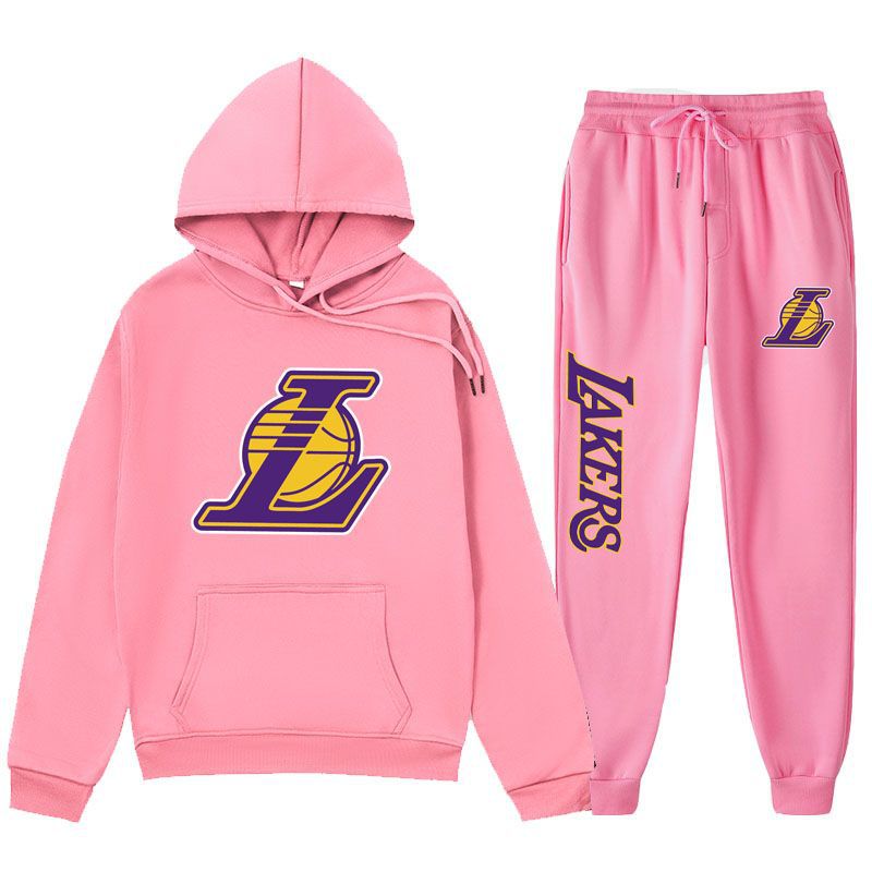 2026 New Casual Sports Suit Lakers Basketball Sports Suit Autumn and Winter Fleece-Lined Sports Sweatshirt