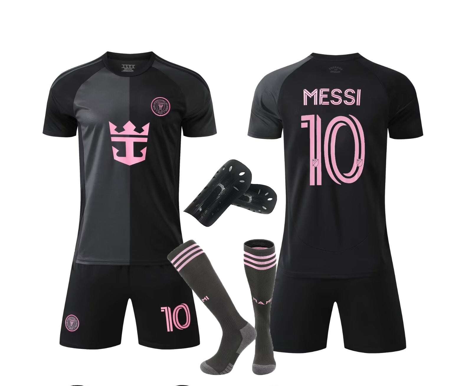 25-26 Miami Away Black No.10 Messi Football Suit Children's Adult Jersey Size 14-3XL