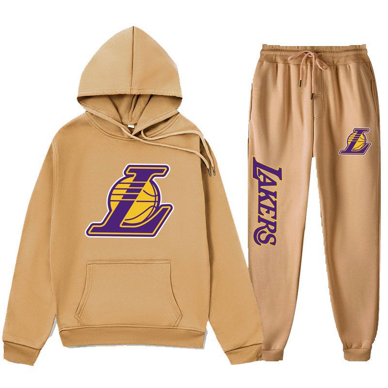 2026 New Casual Sports Suit Lakers Basketball Sports Suit Autumn and Winter Fleece-Lined Sports Sweatshirt
