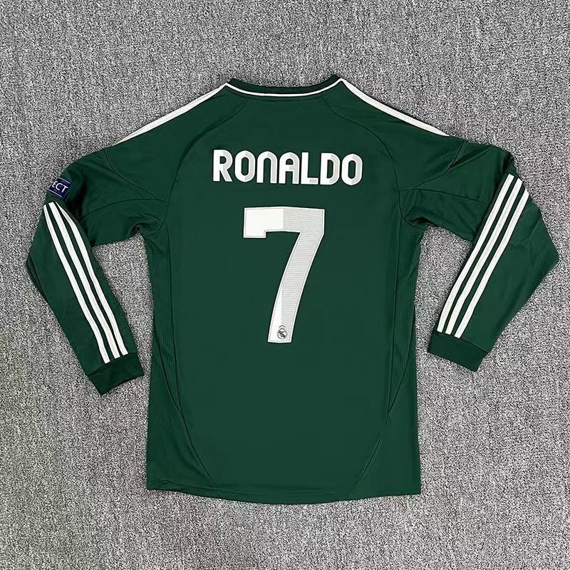1213 Real Madrid Jersey Two-passenger Green Retro Football Uniform No. 4 Ramos C Roca Long Sleeve Uniform Football Uniform